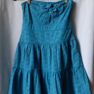 Strapless Eyelet Dress, Blue, XS